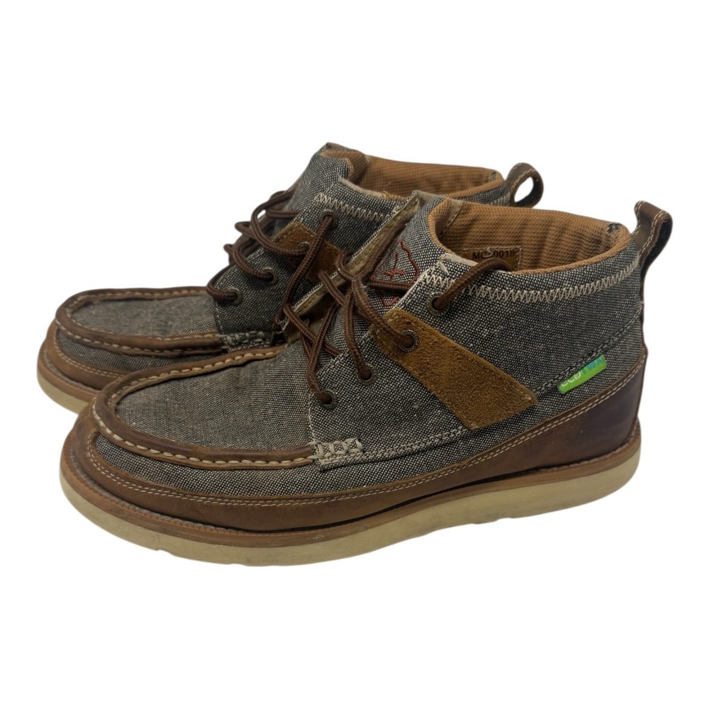 Twisted X🔥Western Wedge 🤑Sole Chukka Boots Brown Gray Canvas Cowboy Leather 9 - Picture 3 of 10